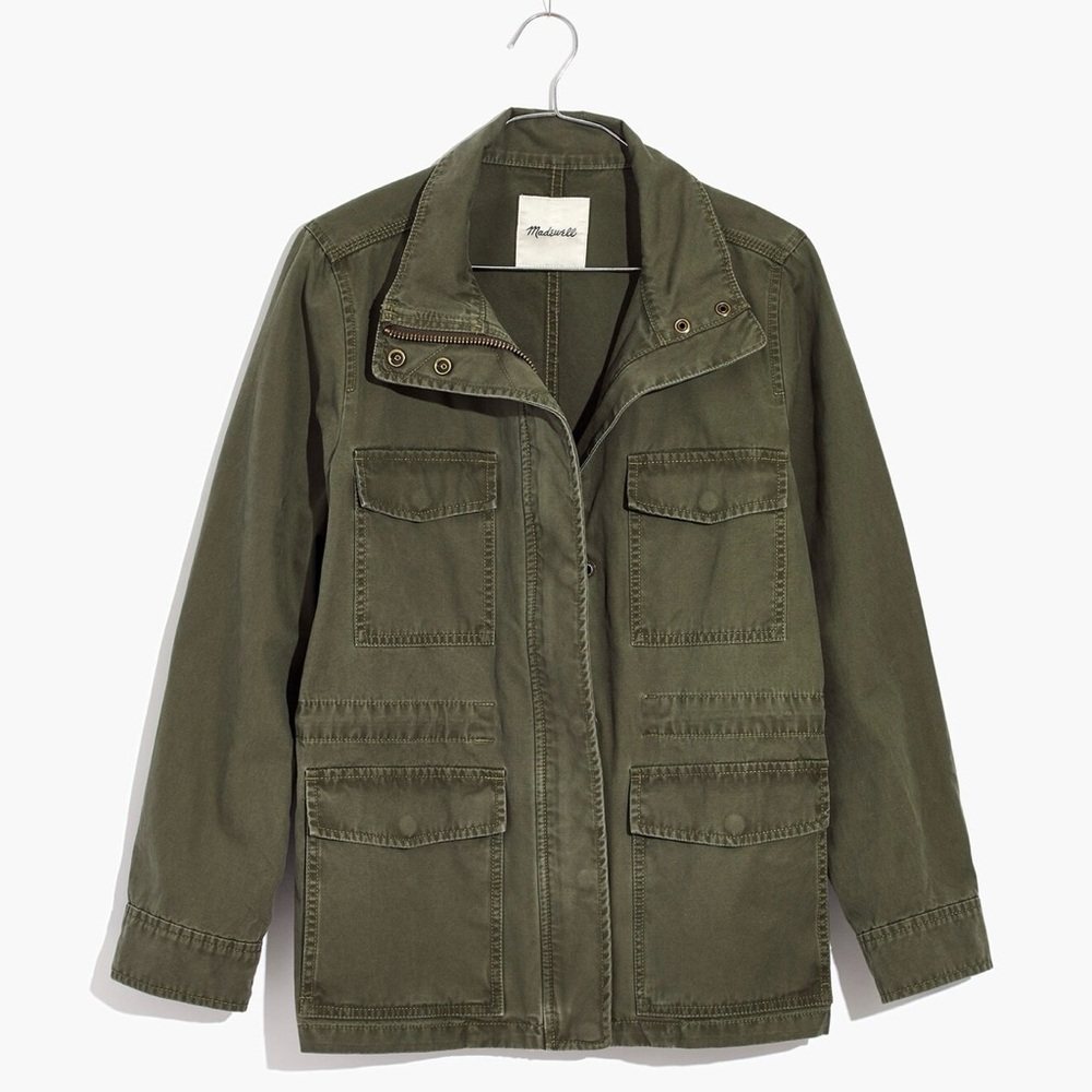Madewell Olive Foliage Green Surplus Utility Jacket Full Zipper & Snaps Size XS